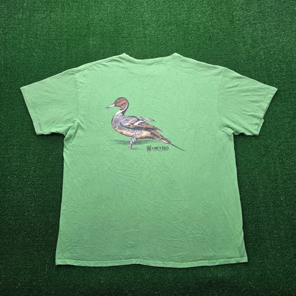 Heybo Outdoors Tshirt Mens XL Green Graphic Northern Pintail Duck Bull Sprig‎
